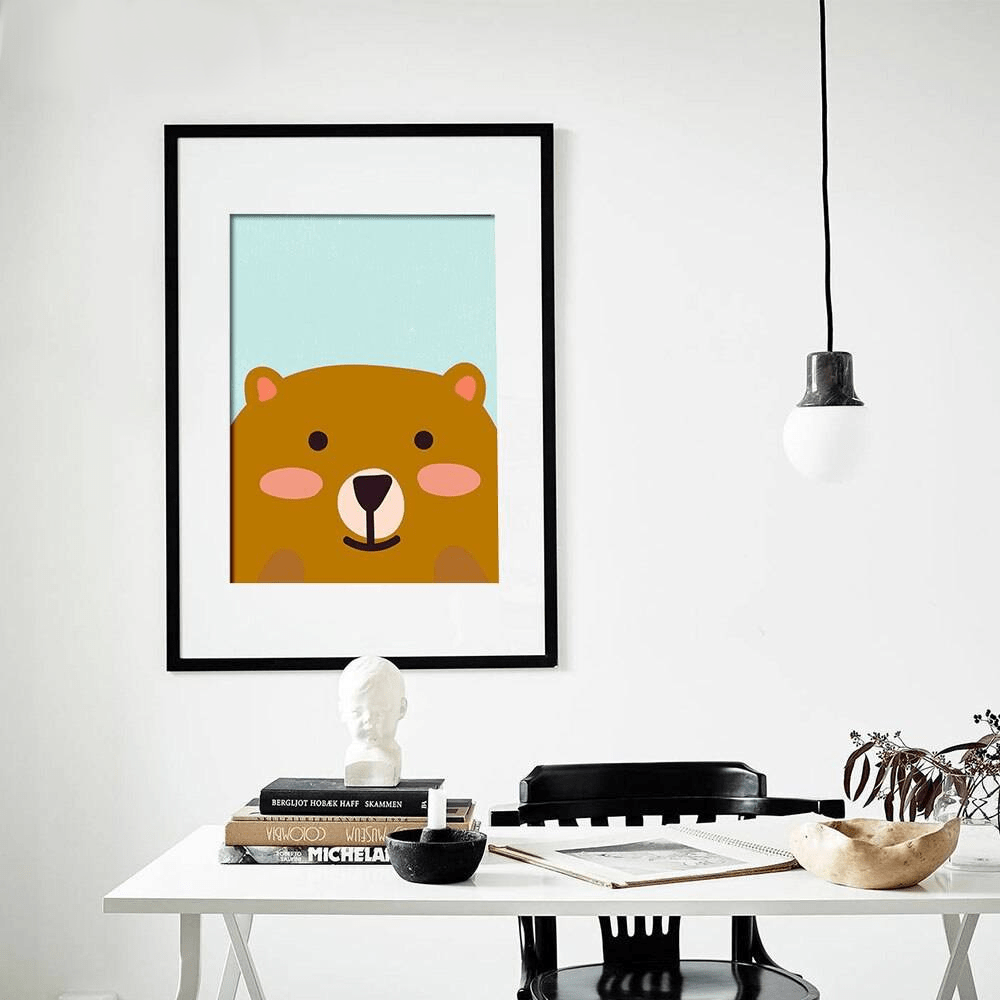 Plakat dla dzieci 'Cartoon Animal Bear Pig Cat', grafika, sztuka rysunkowa, druk na płótnie Canvas Dla dzieci Grafika Plakaty Decorateo.pl