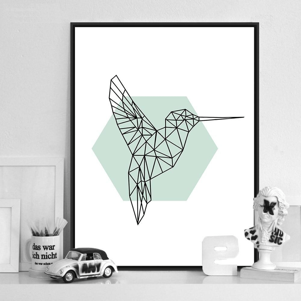 Plakat grafika 'Geometry Woodpecker Bird', sztuka nowoczesna, druk na płótnie Canvas Grafika Plakaty Decorateo.pl