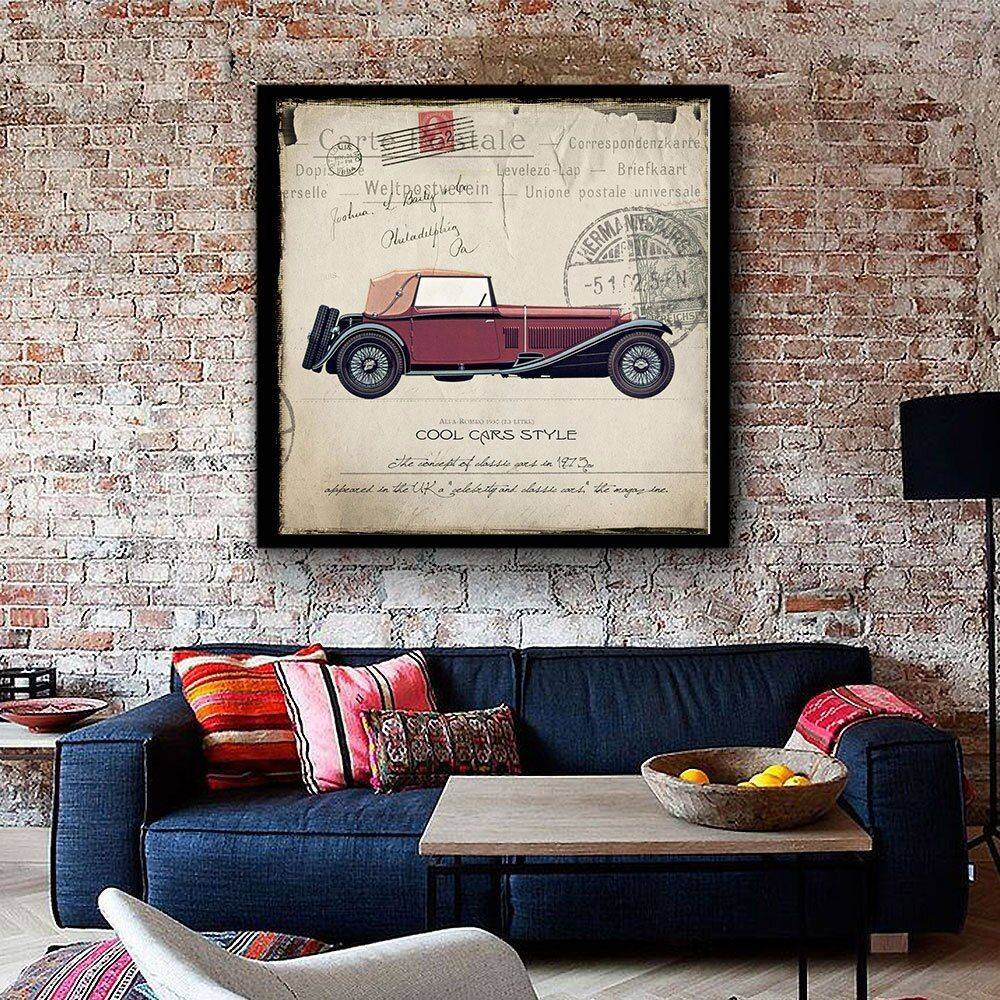 Plakat grafika 'Vintage Poster Classic Cars', dekoracja, druk na płótnie Canvas Grafika Plakaty Decorateo.pl