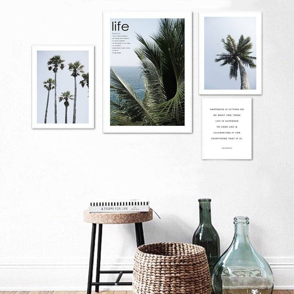 Plakat krajobraz 'Tropical Decoration Scandinavian Palm Tree', nowoczesny wystrój, druk na płótnie Canvas Krajobrazy Plakaty Decorateo.pl