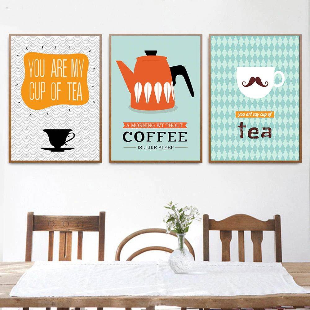 Plakat na ścianę z grafikami do kuchni - Tea and Coffee Grafika Plakaty Decorateo.pl