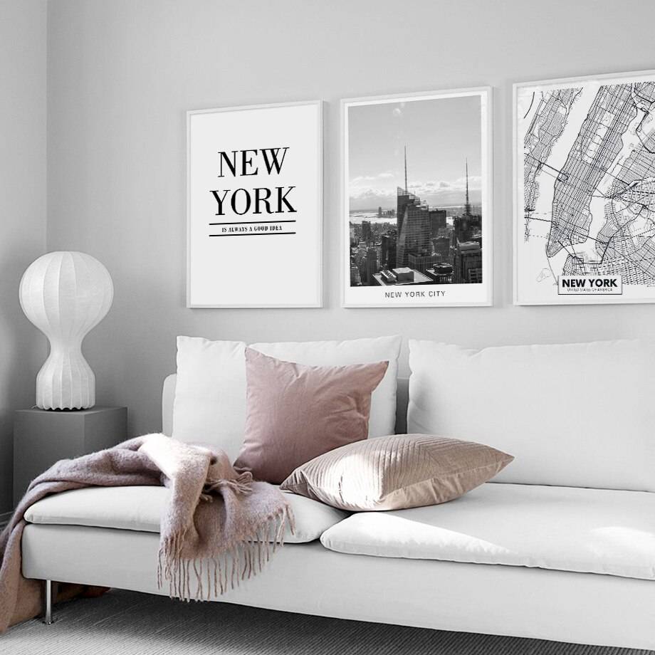 Plakat z Nowym Jorkiem w tle - NY City Architektura Czarno białe Decorateo.pl