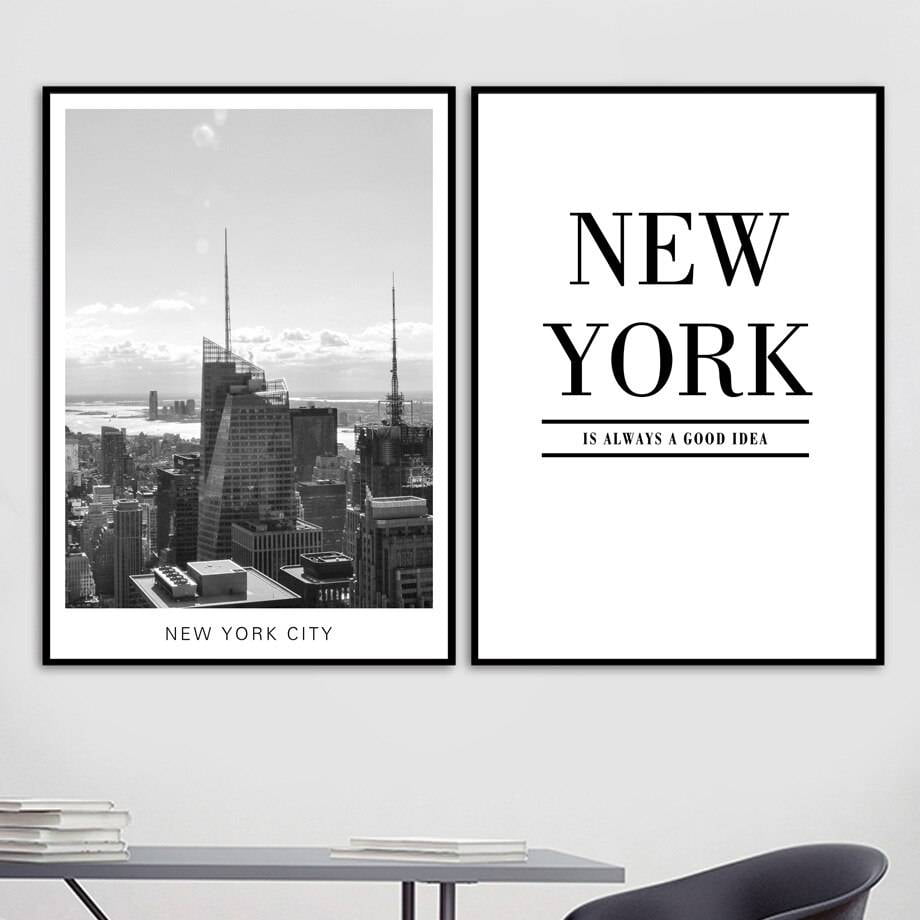 Plakat z Nowym Jorkiem w tle - NY City Architektura Czarno białe Decorateo.pl