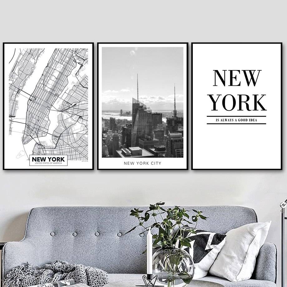 Plakat z Nowym Jorkiem w tle - NY City Architektura Czarno białe Decorateo.pl