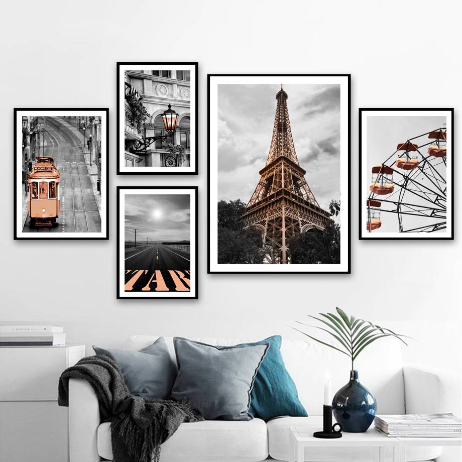 Plakat z romantycznymi ujęciami Paryża - Paris Architektura Decorateo.pl